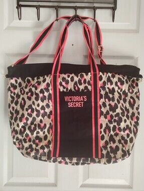 Victoria's Secret Black and Pink Leopard Tote